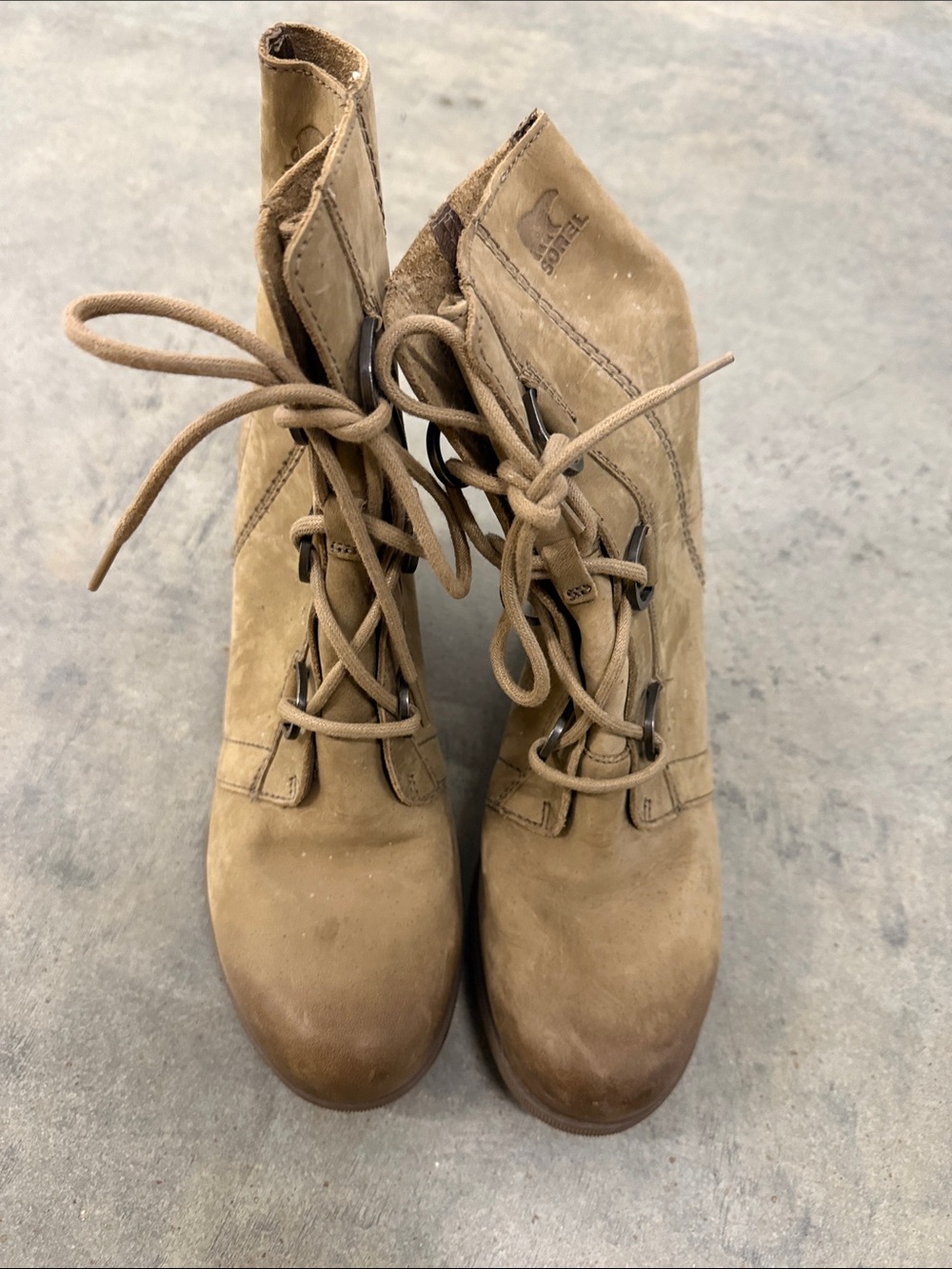 Sorel Women's Tan Lace-Up Leather Ankle Boots